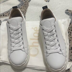 Chloe Lauren White Leather Sneakers